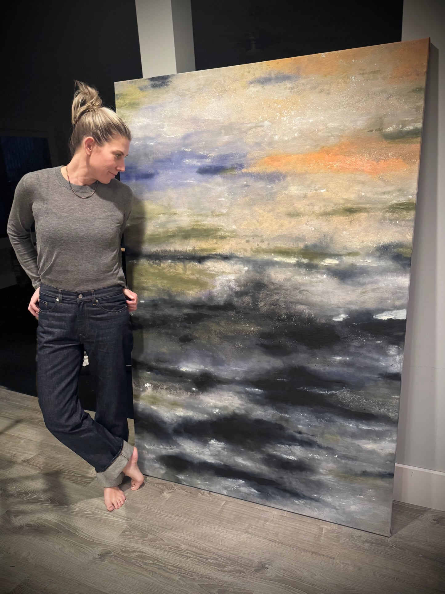 “Sky Lines" - Original Abstract Painting by Kristy Kurjan