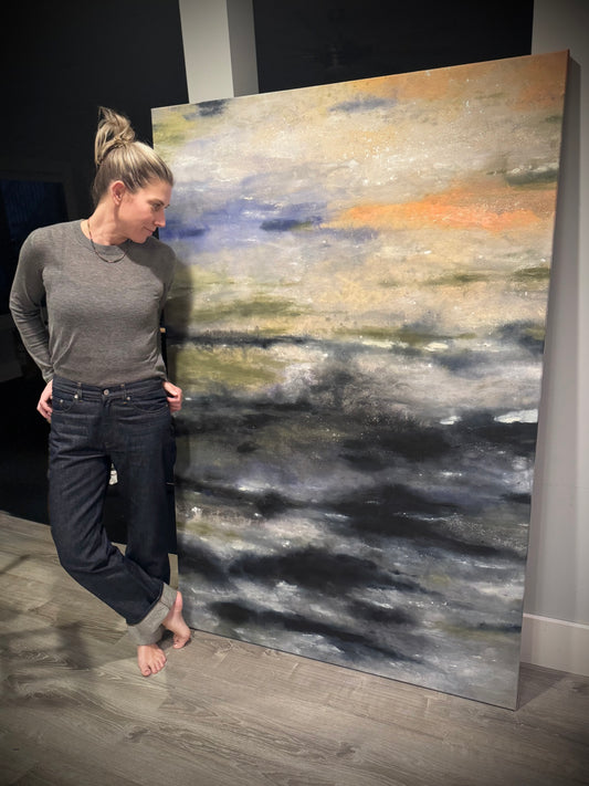 “Sky Lines" - Original Abstract Painting by Kristy Kurjan