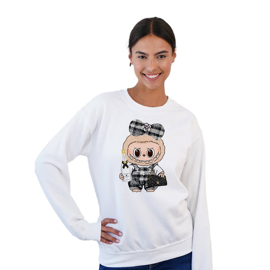 Crewneck Sweatshirt- Labubu drinking Champagne : XS