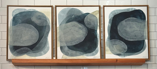 "Forest Clouds": Three Original Framed Abstracts by Traverse City Artist, Kristy Kurjan