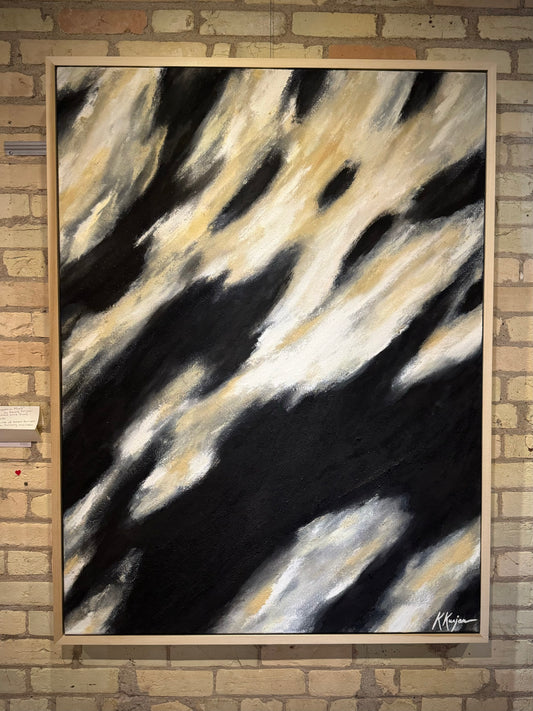 “Nomadic Mind”- Original Abstract with custom wood frame by Kristy Kurjan