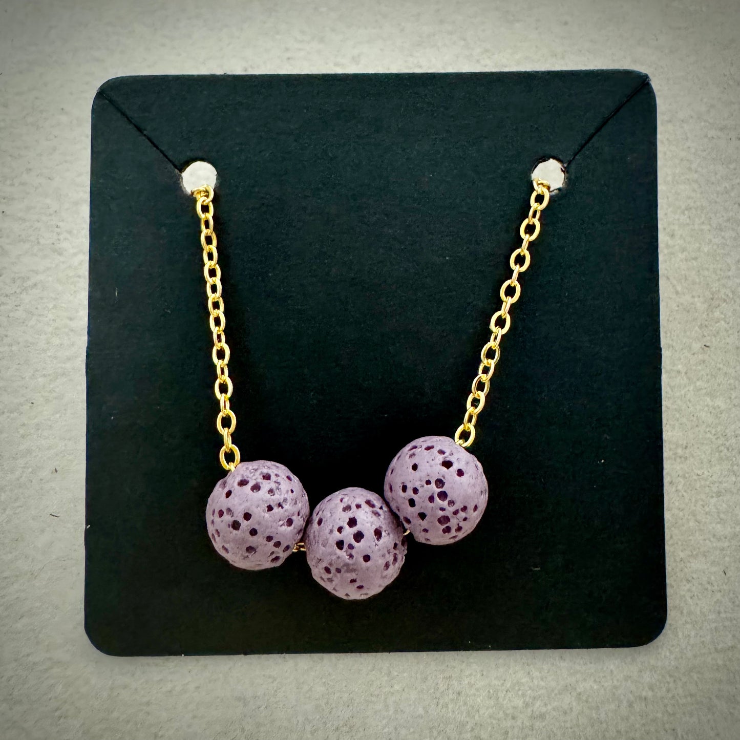 Aromatherapy Diffusion Lava Stone Necklace: Three Lava Stone Beads