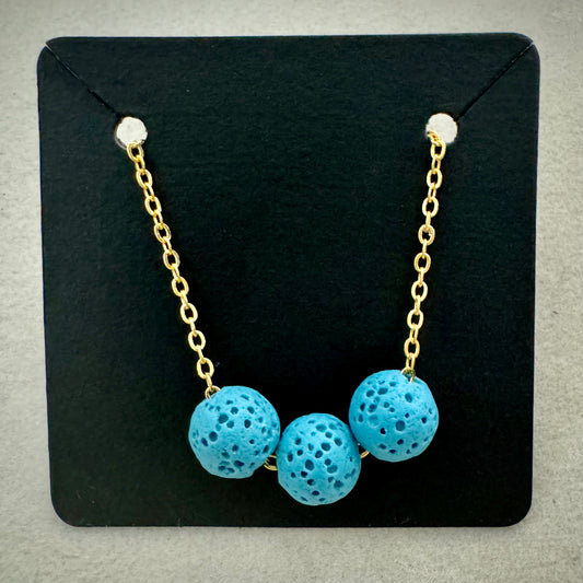 Aromatherapy Diffusion Lava Stone Necklace: Three Lava Stone Beads
