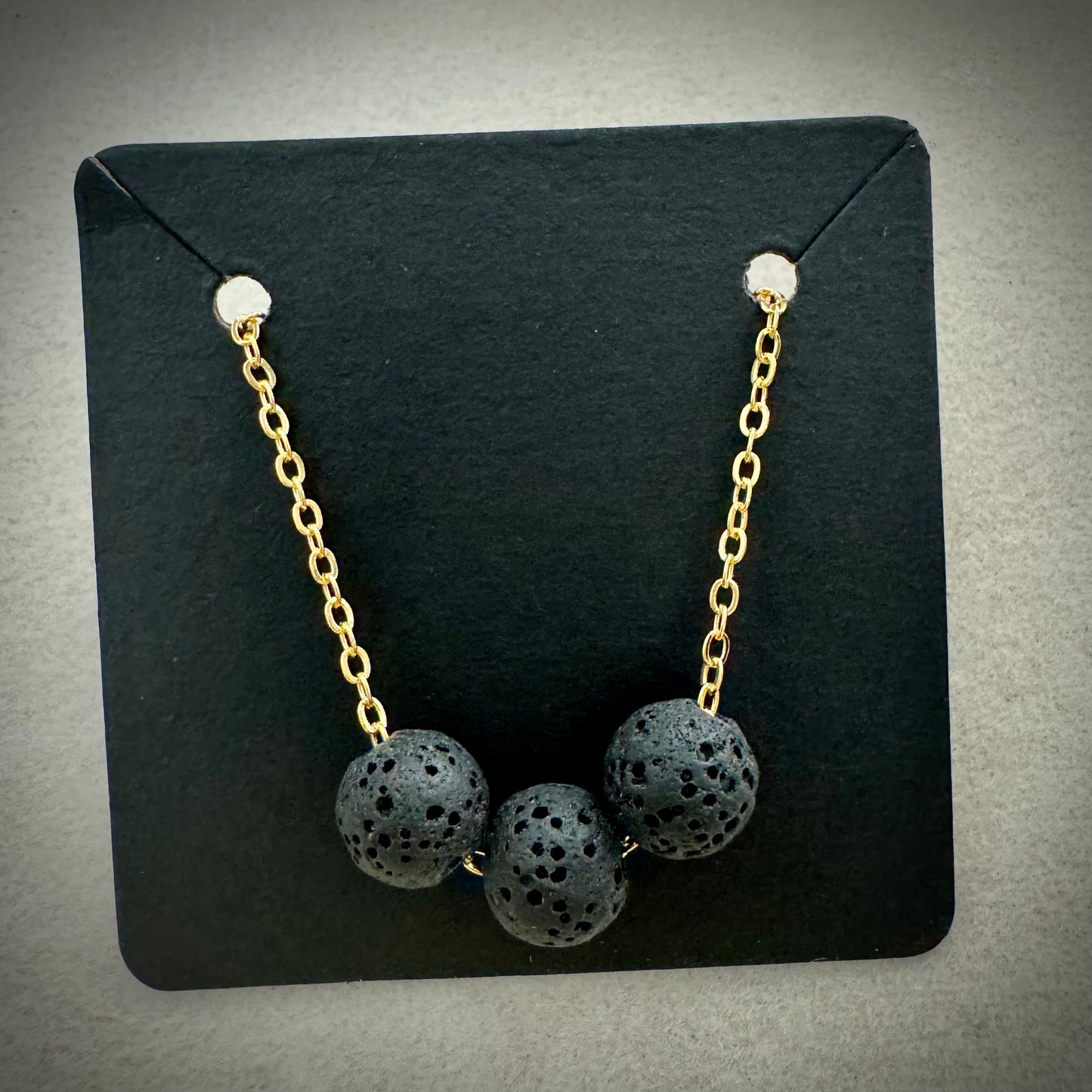 Aromatherapy Diffusion Lava Stone Necklace: Three Lava Stone Beads