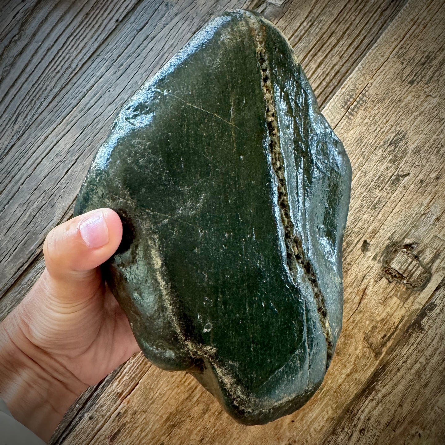 Great Lakes Stone Co. Coffee Table Rock: Deep Green Stone from Lake Michigan