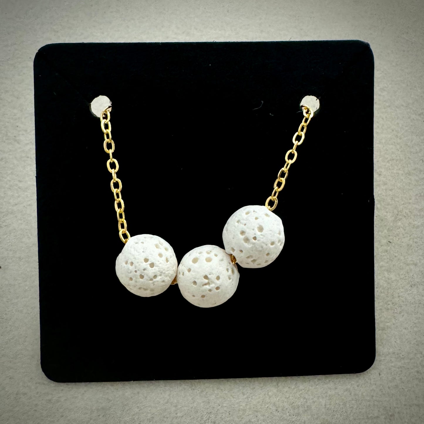 Aromatherapy Diffusion Lava Stone Necklace: Three Lava Stone Beads