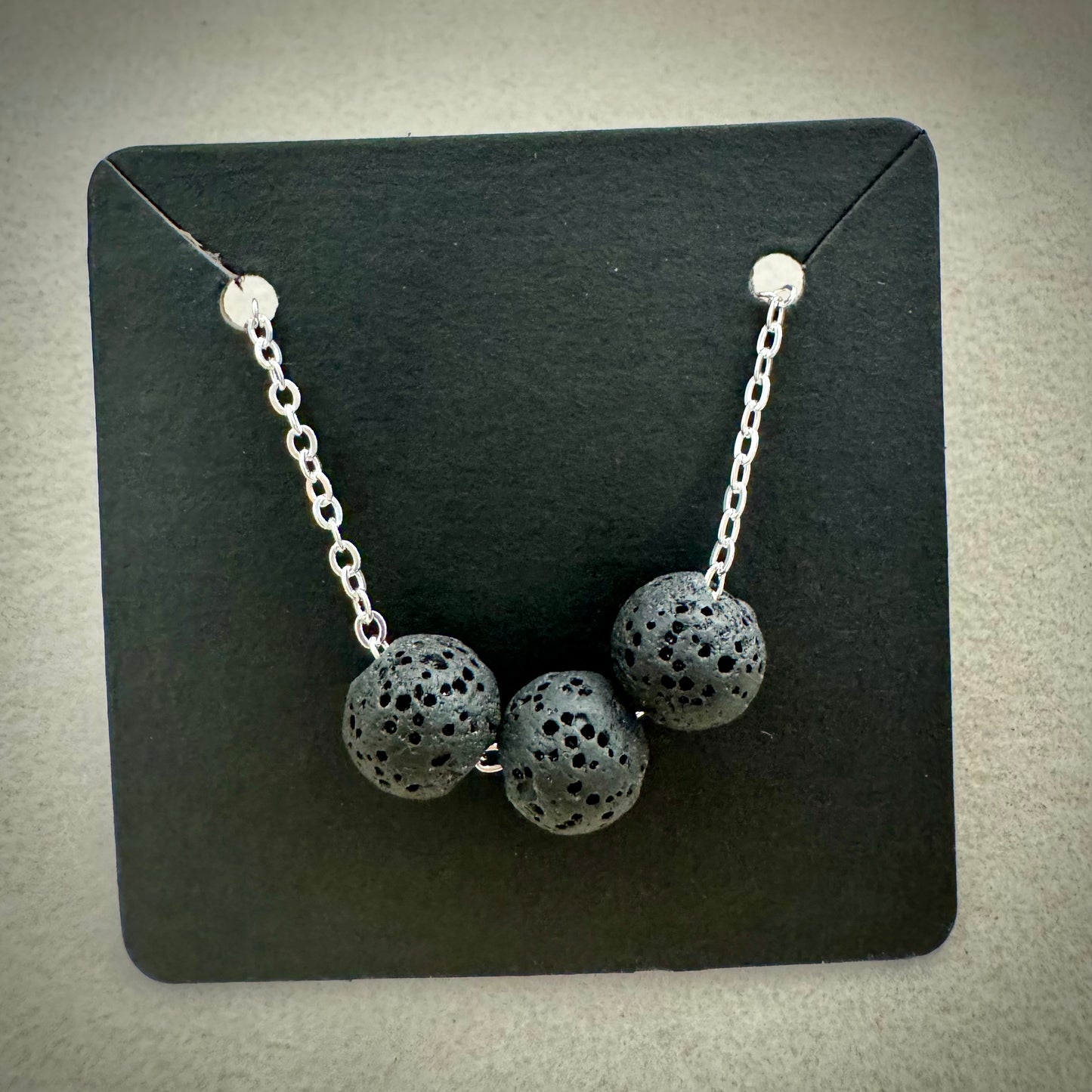 Aromatherapy Diffusion Lava Stone Necklace: Three Lava Stone Beads