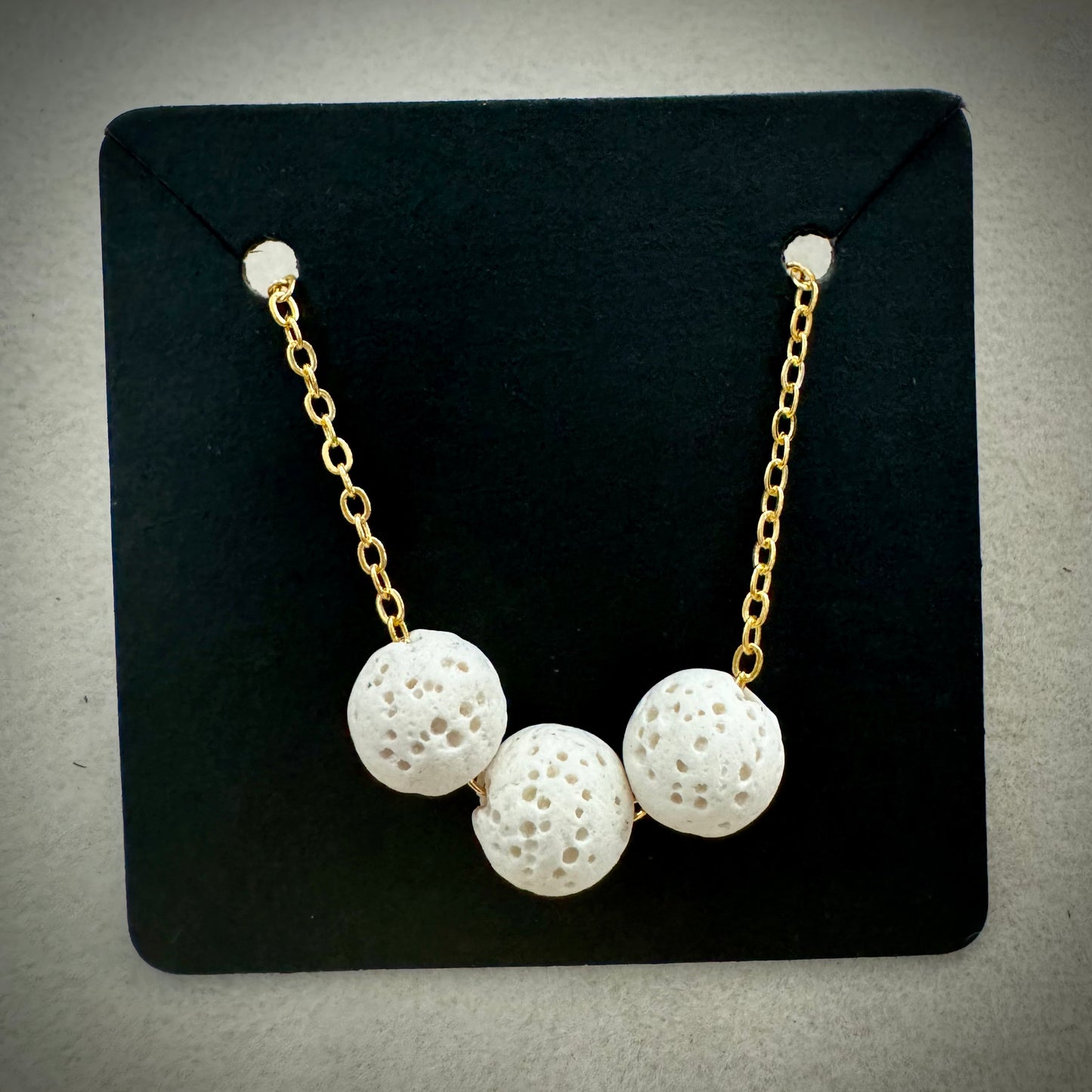 Aromatherapy Diffusion Lava Stone Necklace: Three Lava Stone Beads