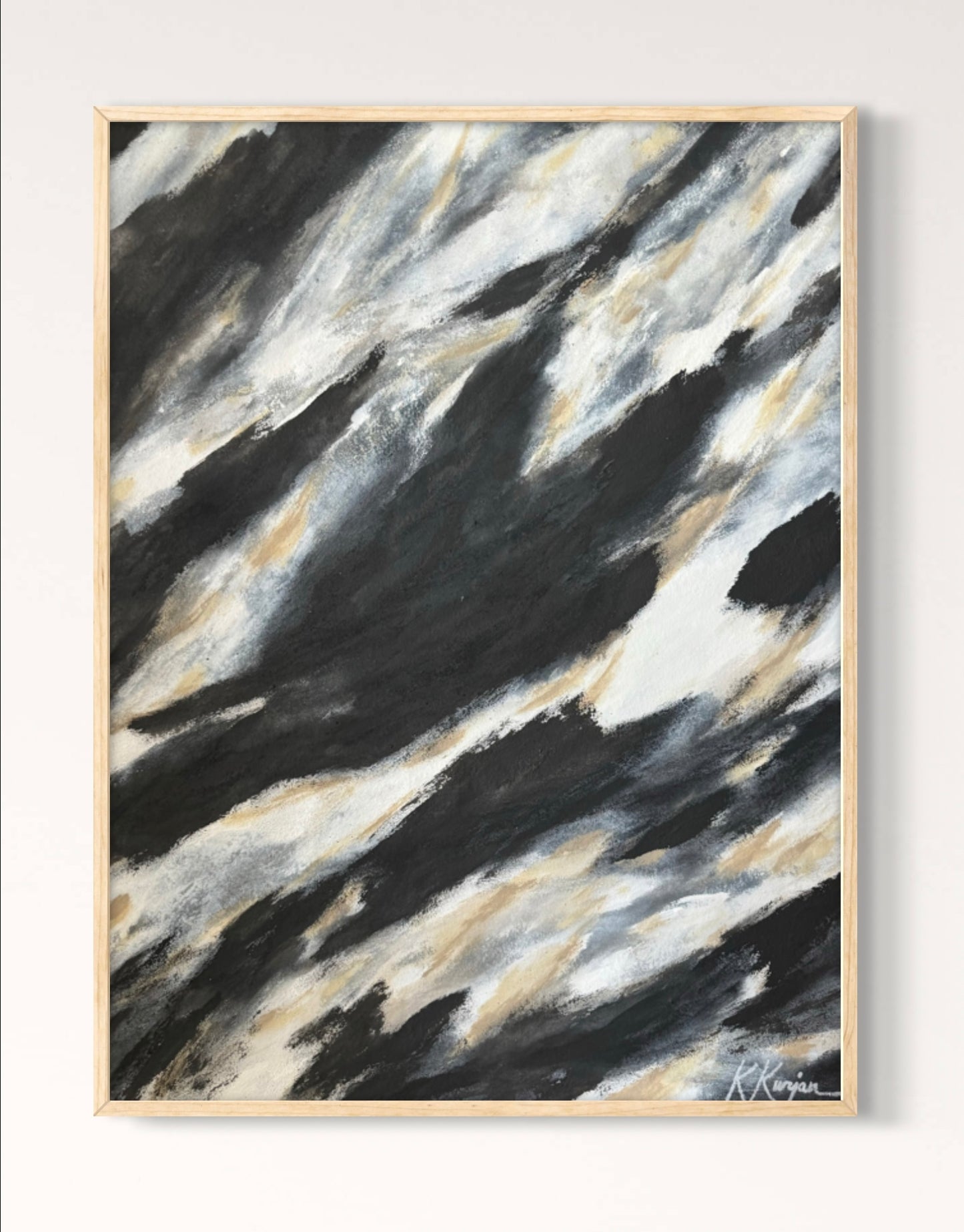 “Nomadic Peace”- Original Abstract with custom wood frame by Kristy Kurjan