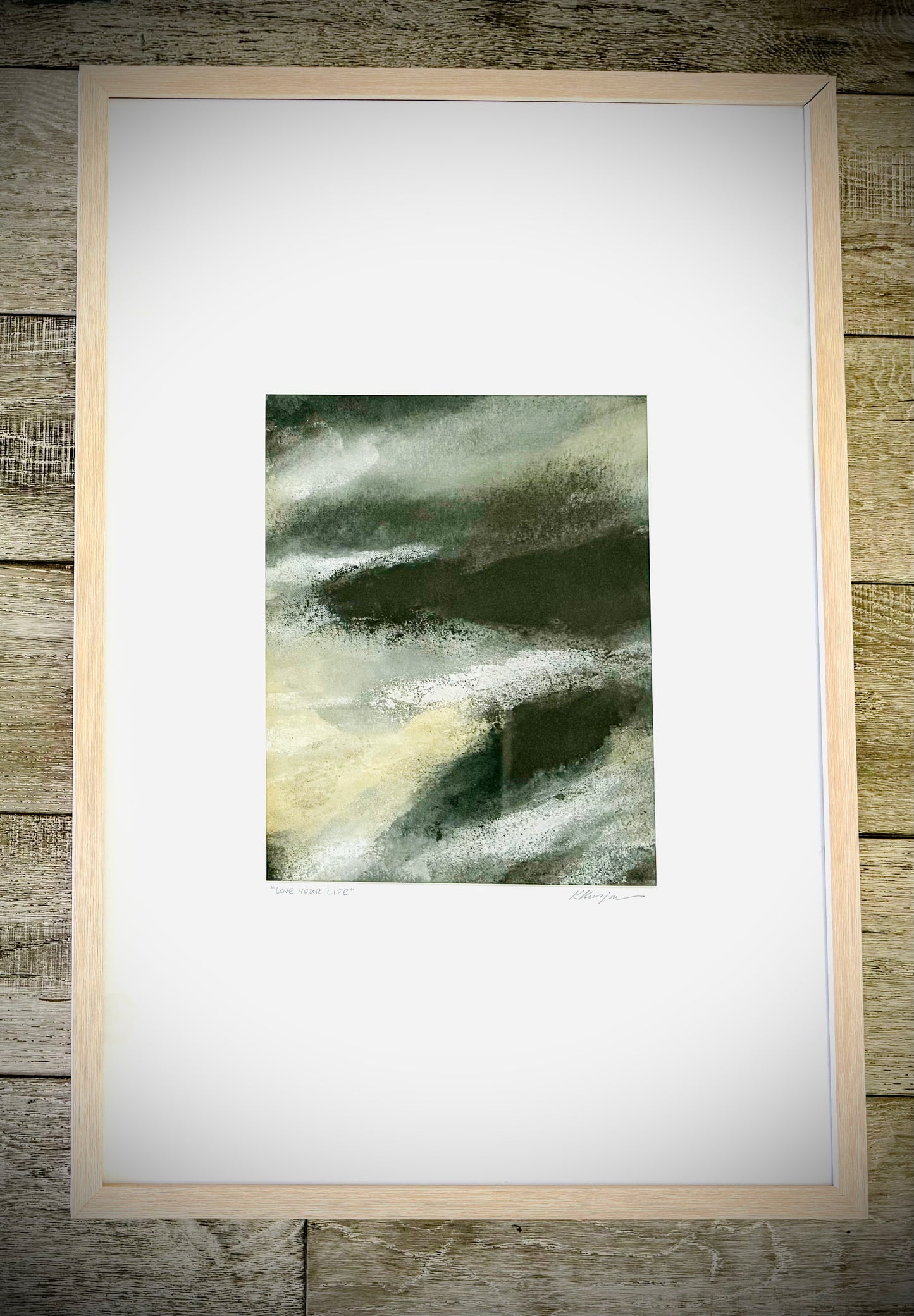 “Love Your Life": Original abstract framed painting on canvas by Kristy Kurjan