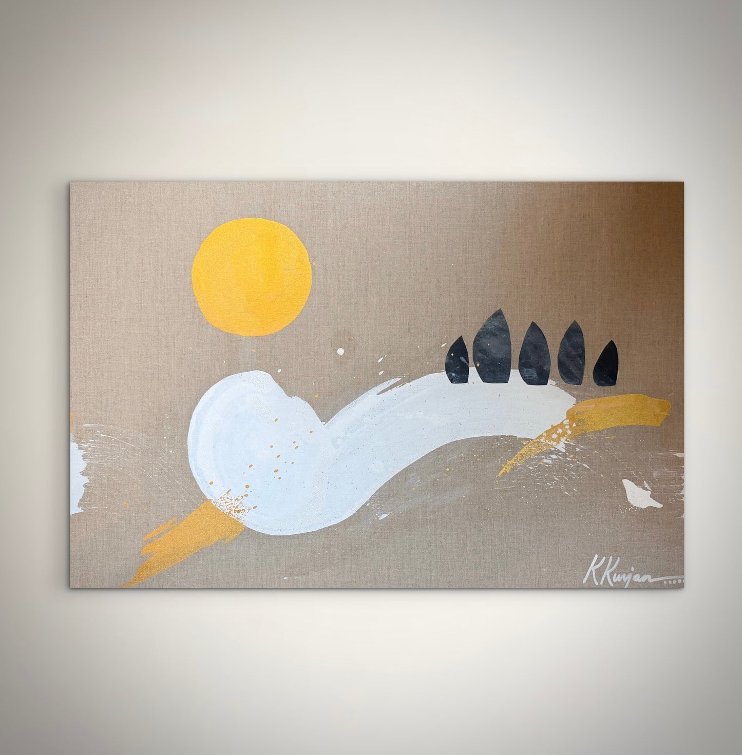 “Shoreline Zen: Sailing North" - Original Abstract Painting by Kristy Kurjan