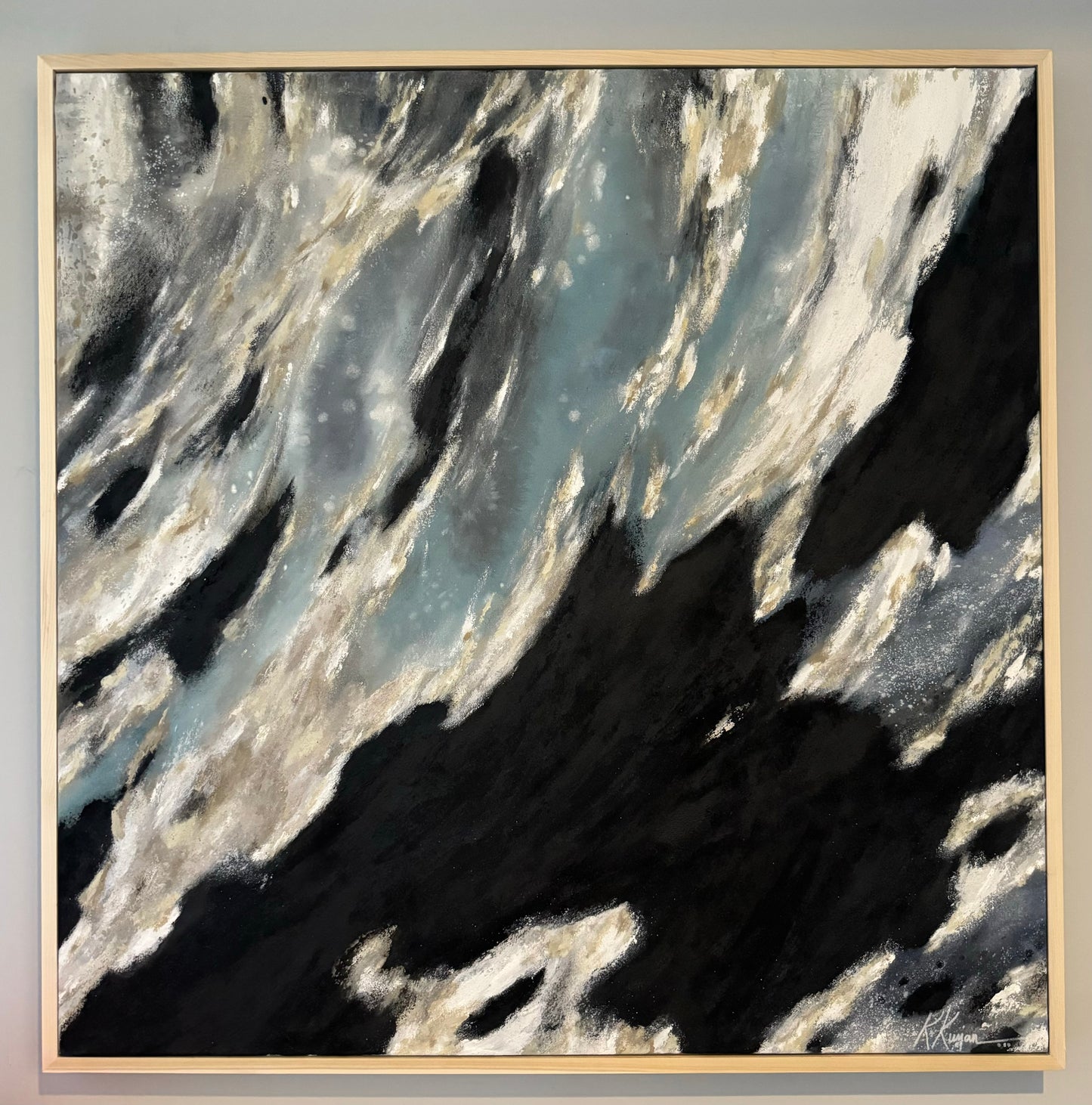 “New Heights”- original artwork with custom wood frame by Kristy Kurjan