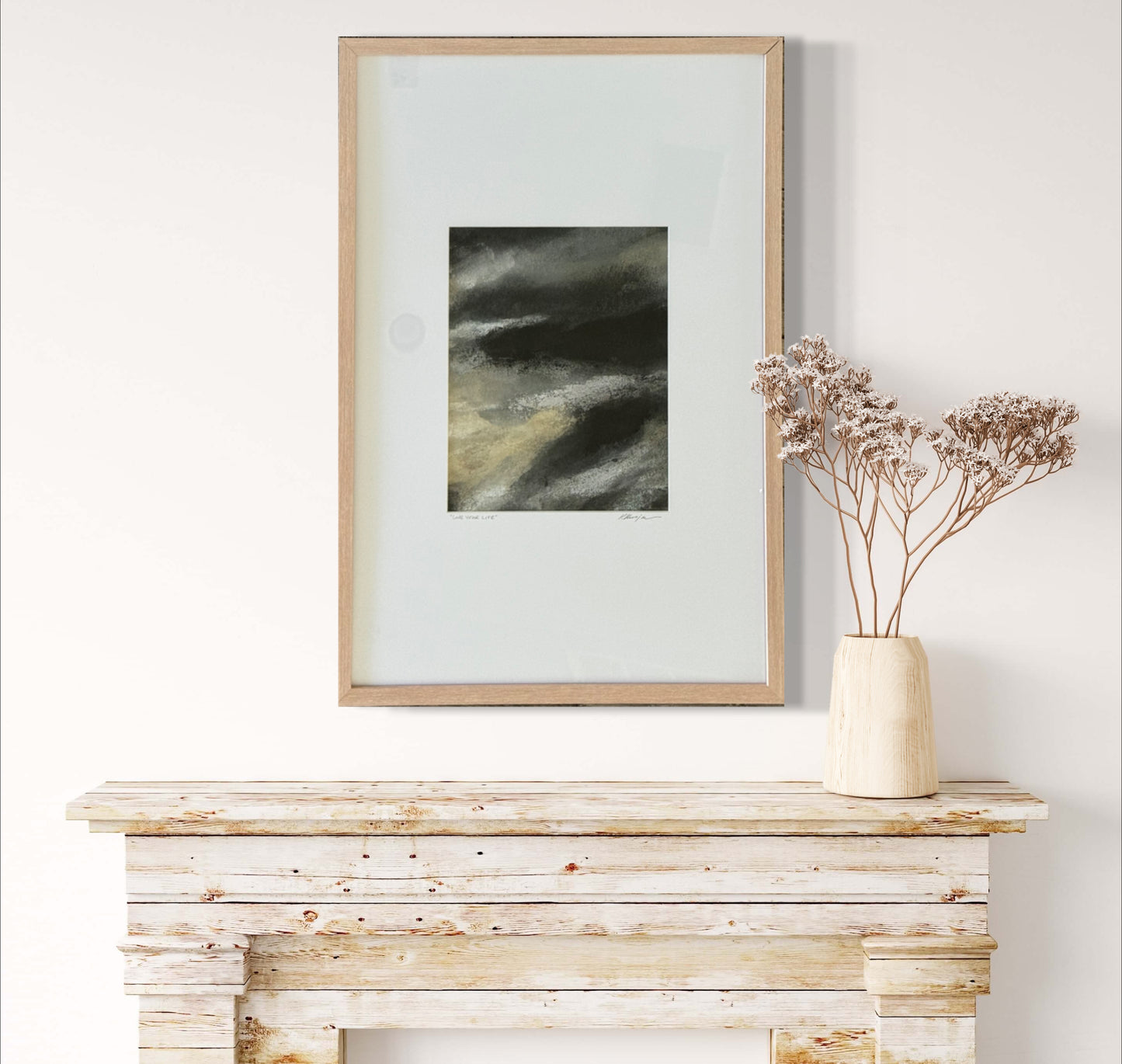 “Love Your Life": Original abstract framed painting on canvas by Kristy Kurjan