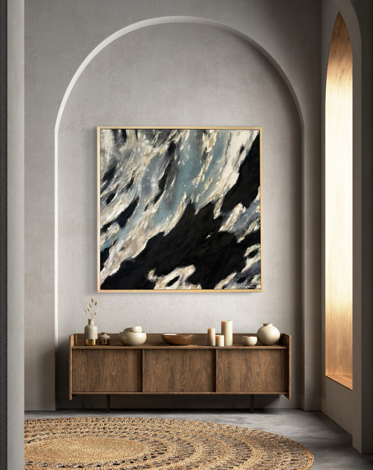 “New Heights”- original artwork with custom wood frame by Kristy Kurjan