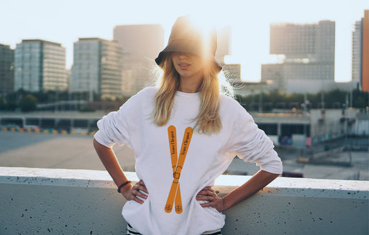 Crewneck Sweatshirt - Orange Skis: Small