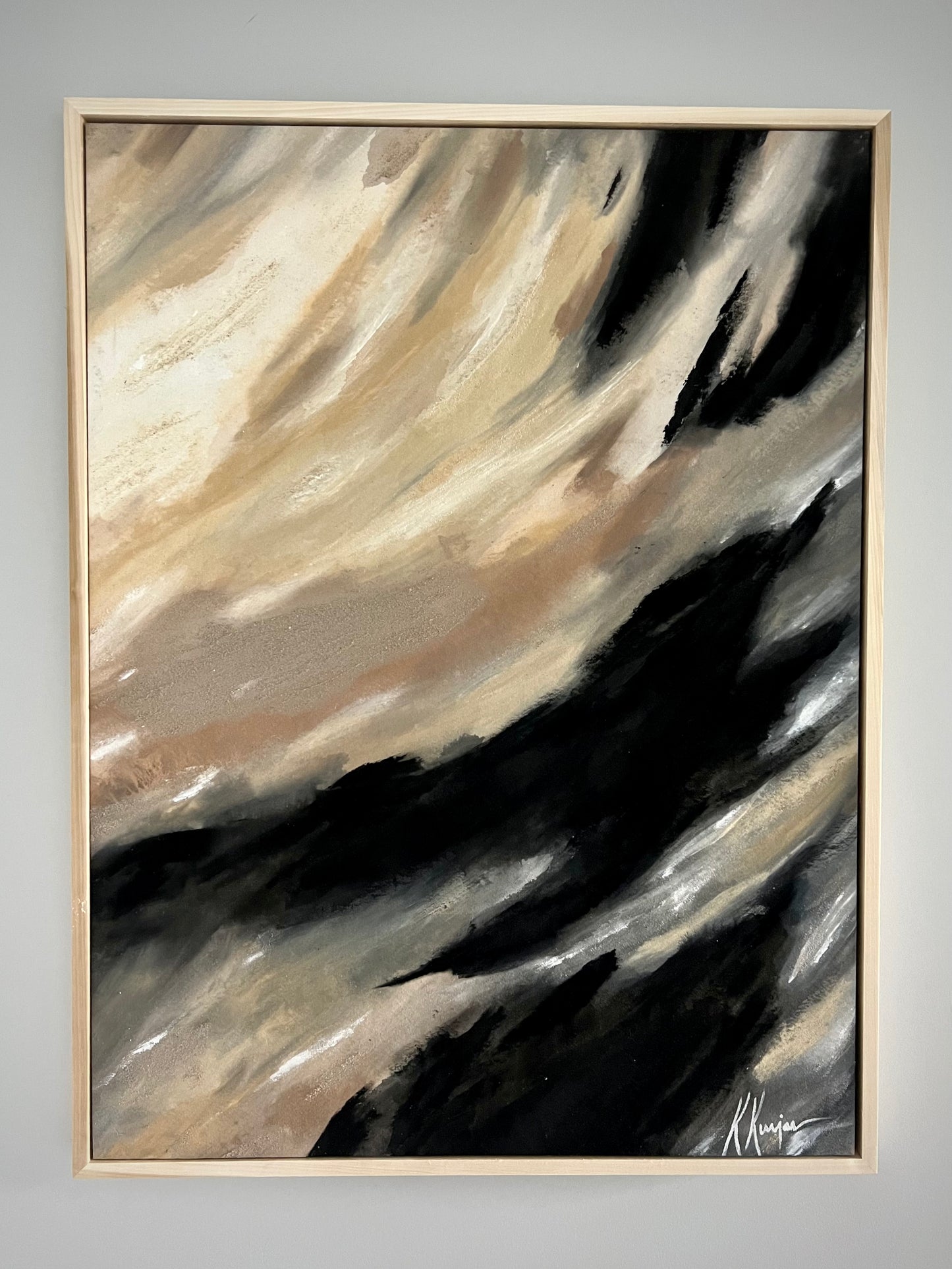 “Nomadic Dune”- Original Abstract with custom wood frame by Kristy Kurjan