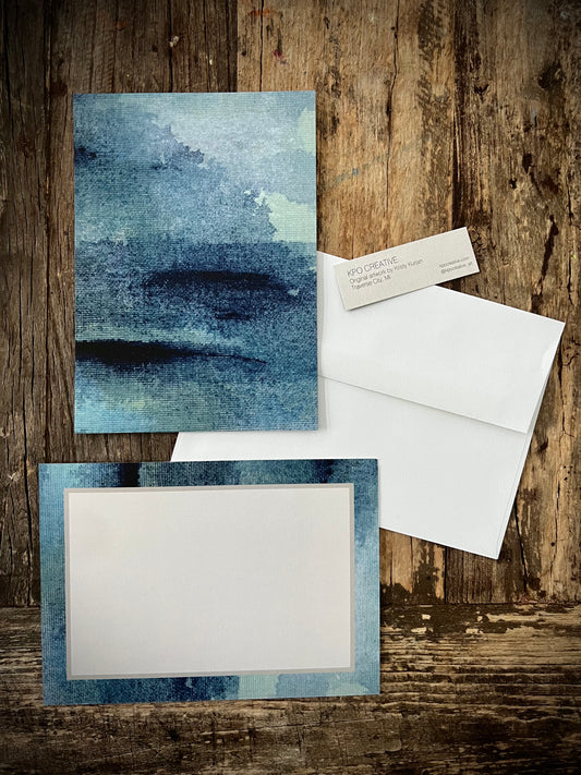 "Blue Waves": Single Note Card 5" x 7" Flat with Envelope