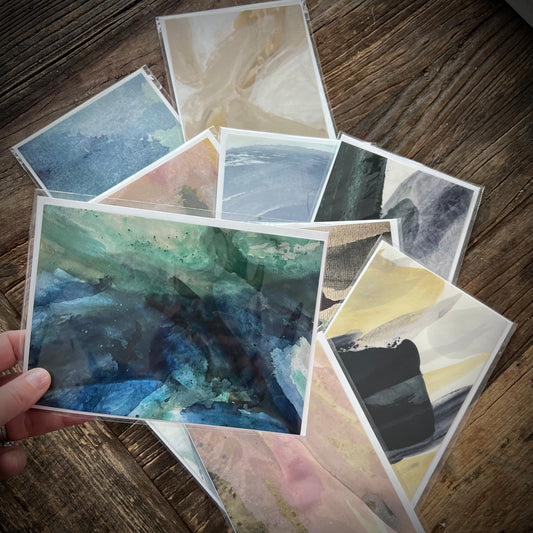 Set of 10 individually packaged art note cards 5” x 7” by Kristy Kurjan