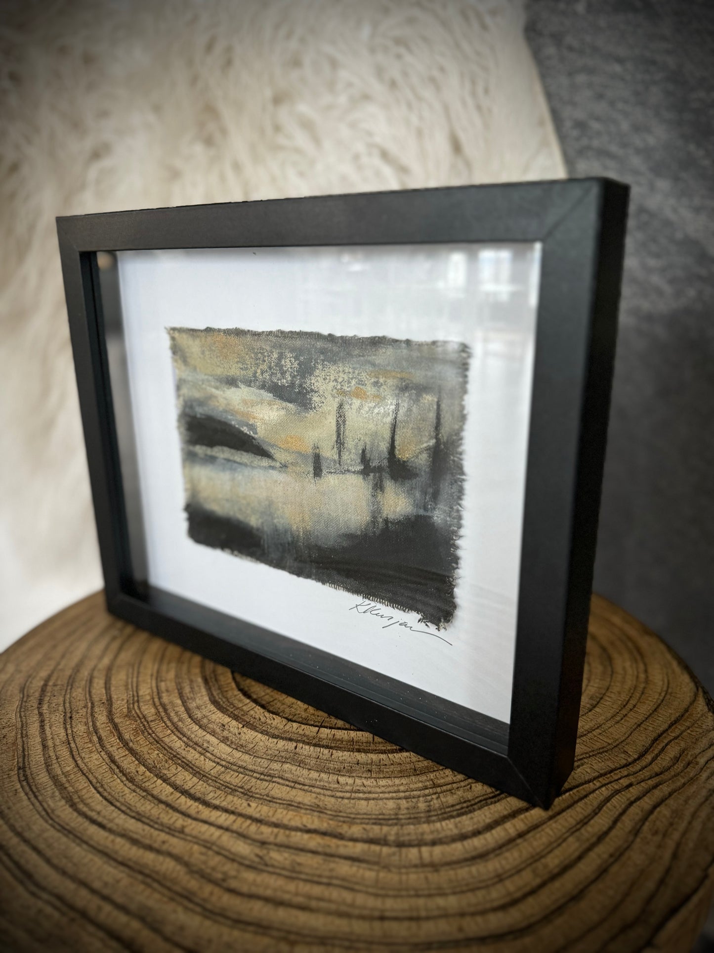 “Views From Afar”: original framed artwork by Kristy Kurjan