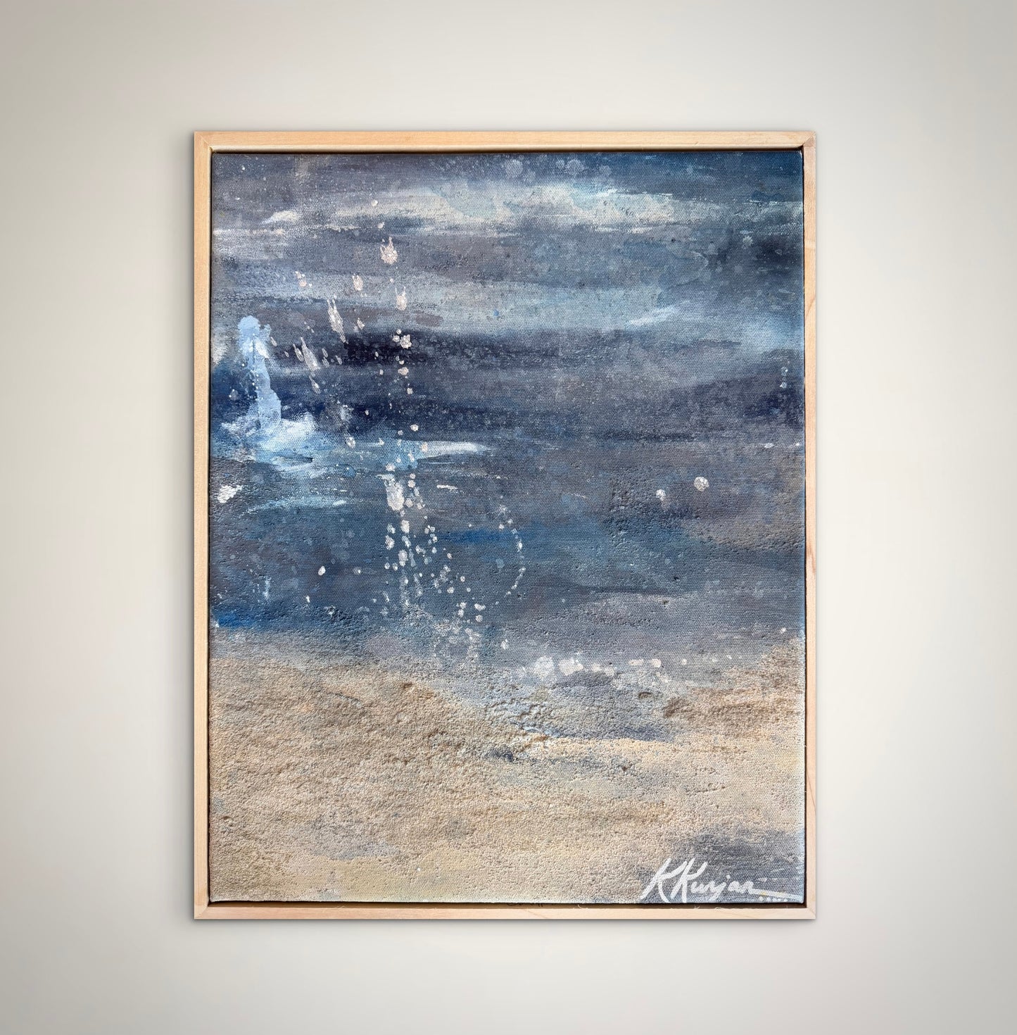 “Splashing on the Shores ”- Original framed artwork by Kristy Kurjan