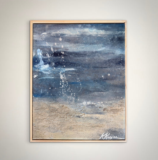 “Splashing on the Shores ”- Original framed artwork by Kristy Kurjan