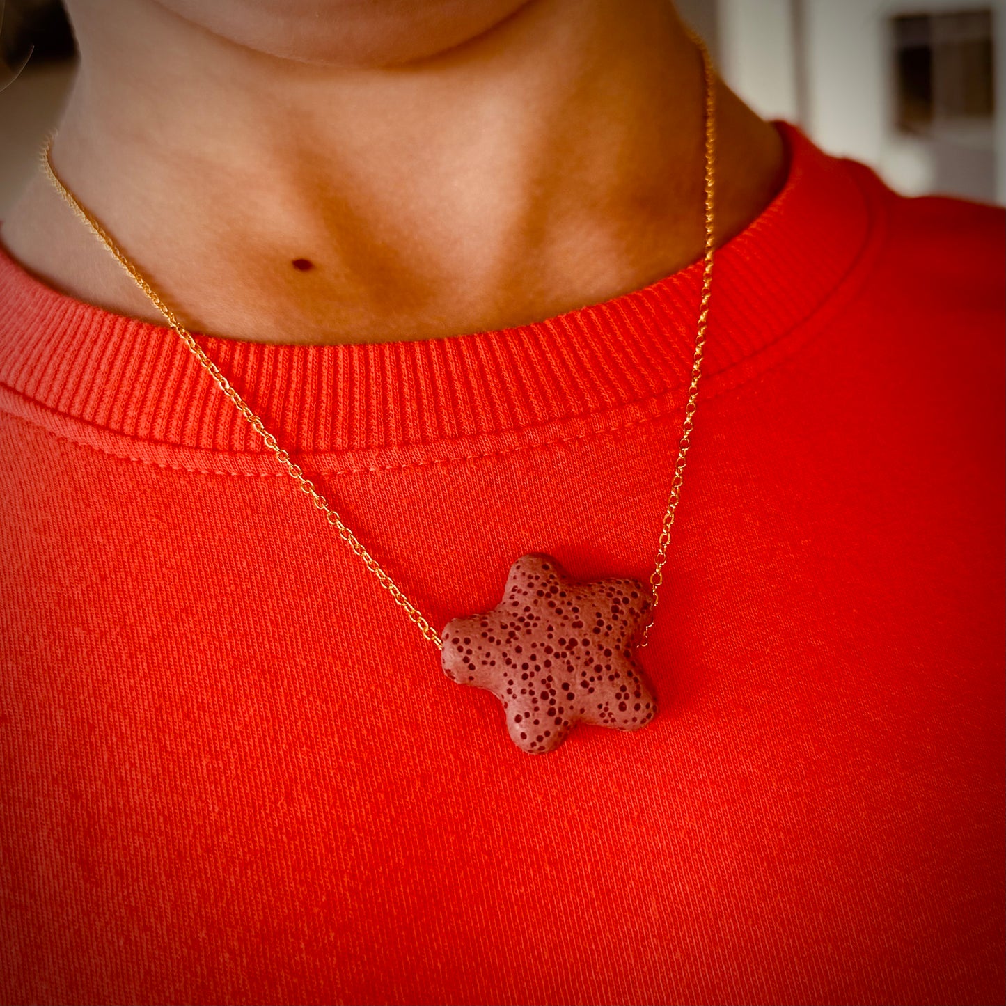 Aromatherapy Diffusion Lava Stone Necklace: Star Bead