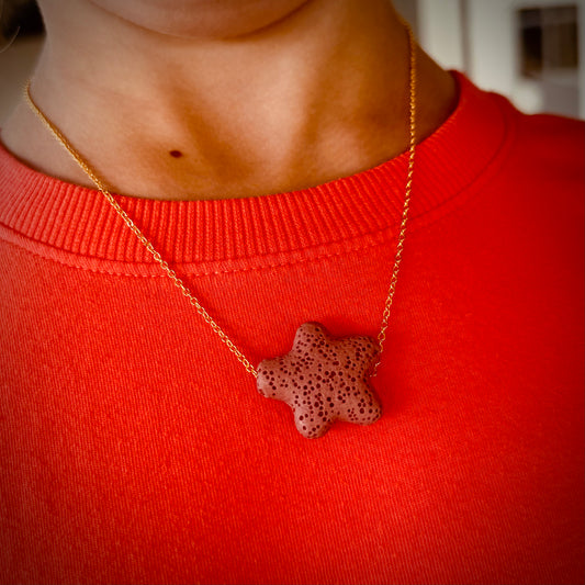 Aromatherapy Diffusion Lava Stone Necklace: Star Bead