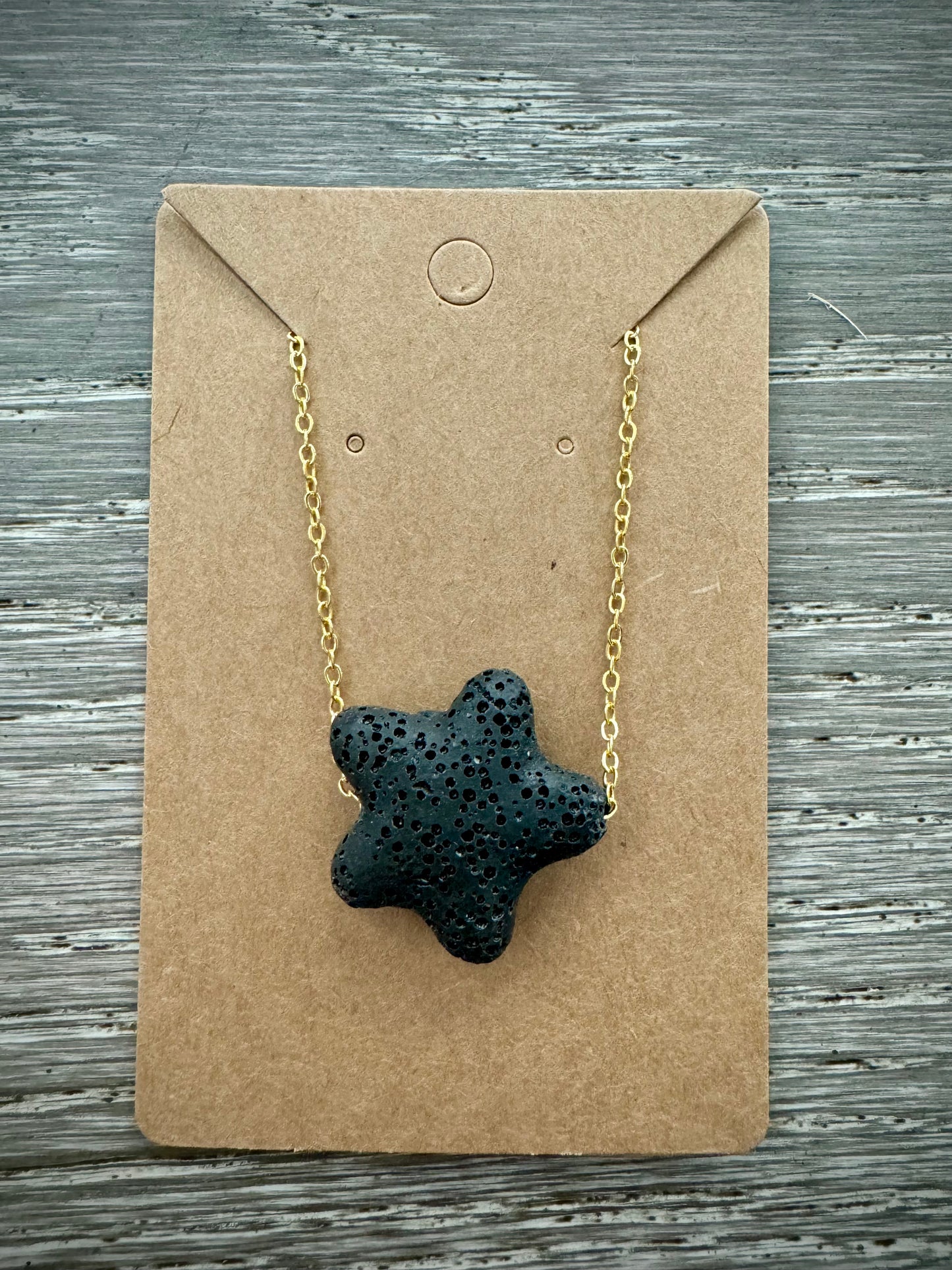 Aromatherapy Diffusion Lava Stone Necklace: Star Bead