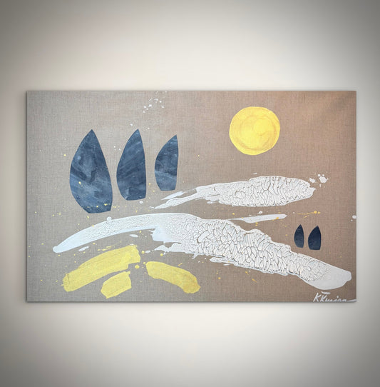 “Shoreline Zen: Peaceful Outlook" - Original Abstract Painting by Kristy Kurjan