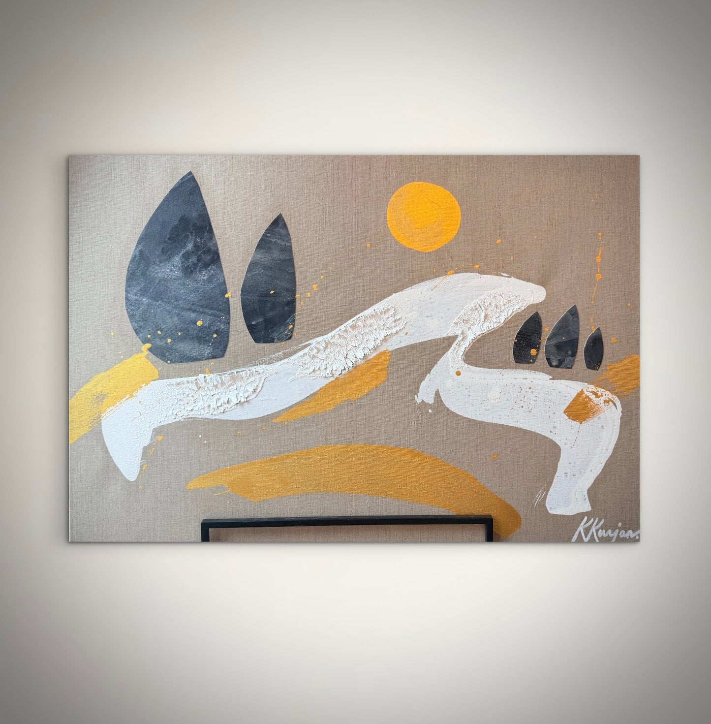 “Shoreline Zen: Sailing Wave" - Original Abstract Painting by Kristy Kurjan