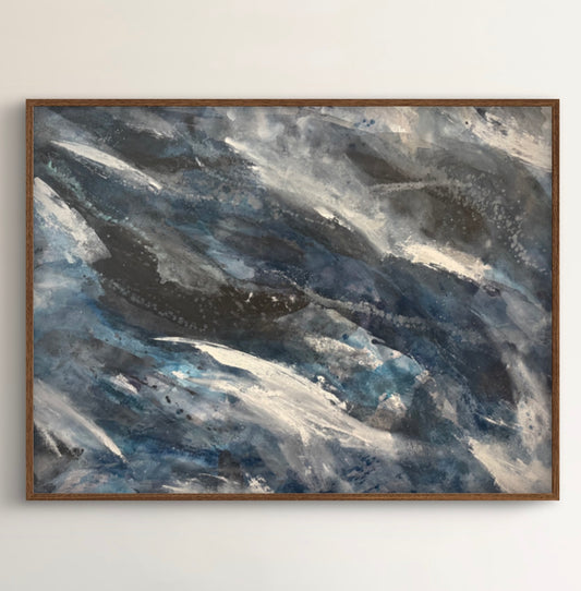 “Wading into the Waves" - Original Abstract Painting by Kristy Kurjan