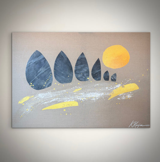 SOLD- “Shoreline Zen: Outlook Point" - Original Abstract Painting by Kristy Kurjan