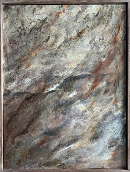 “Mountains of Movement" - Original Abstract with custom wood frame by Kristy Kurjan
