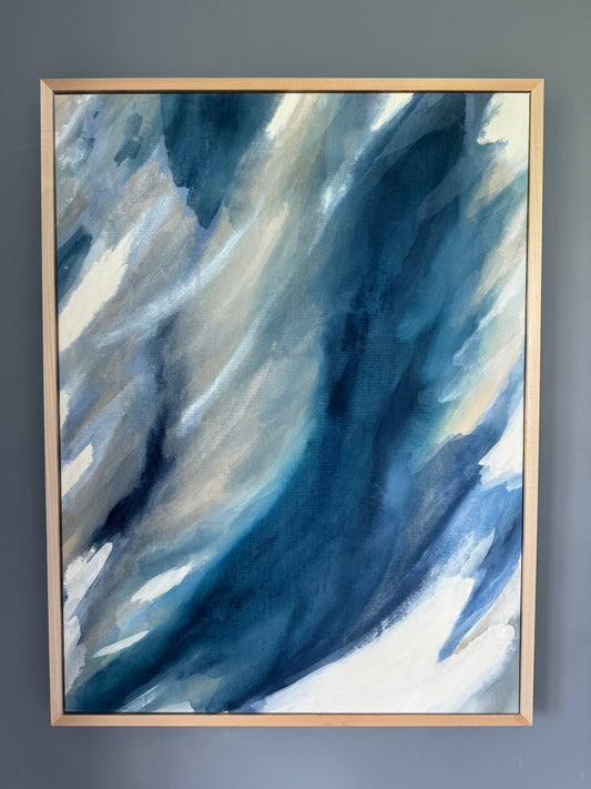 “Whisper Blues” - original artwork with custom wood frame by Kristy Kurjan