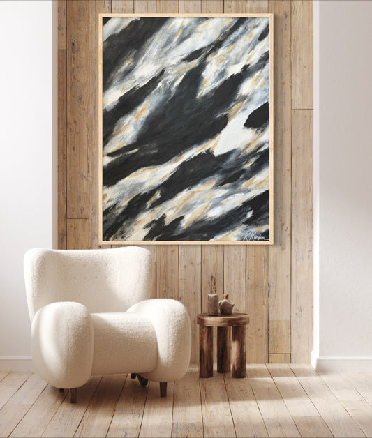 “Nomadic Peace”- Original Abstract with custom wood frame by Kristy Kurjan