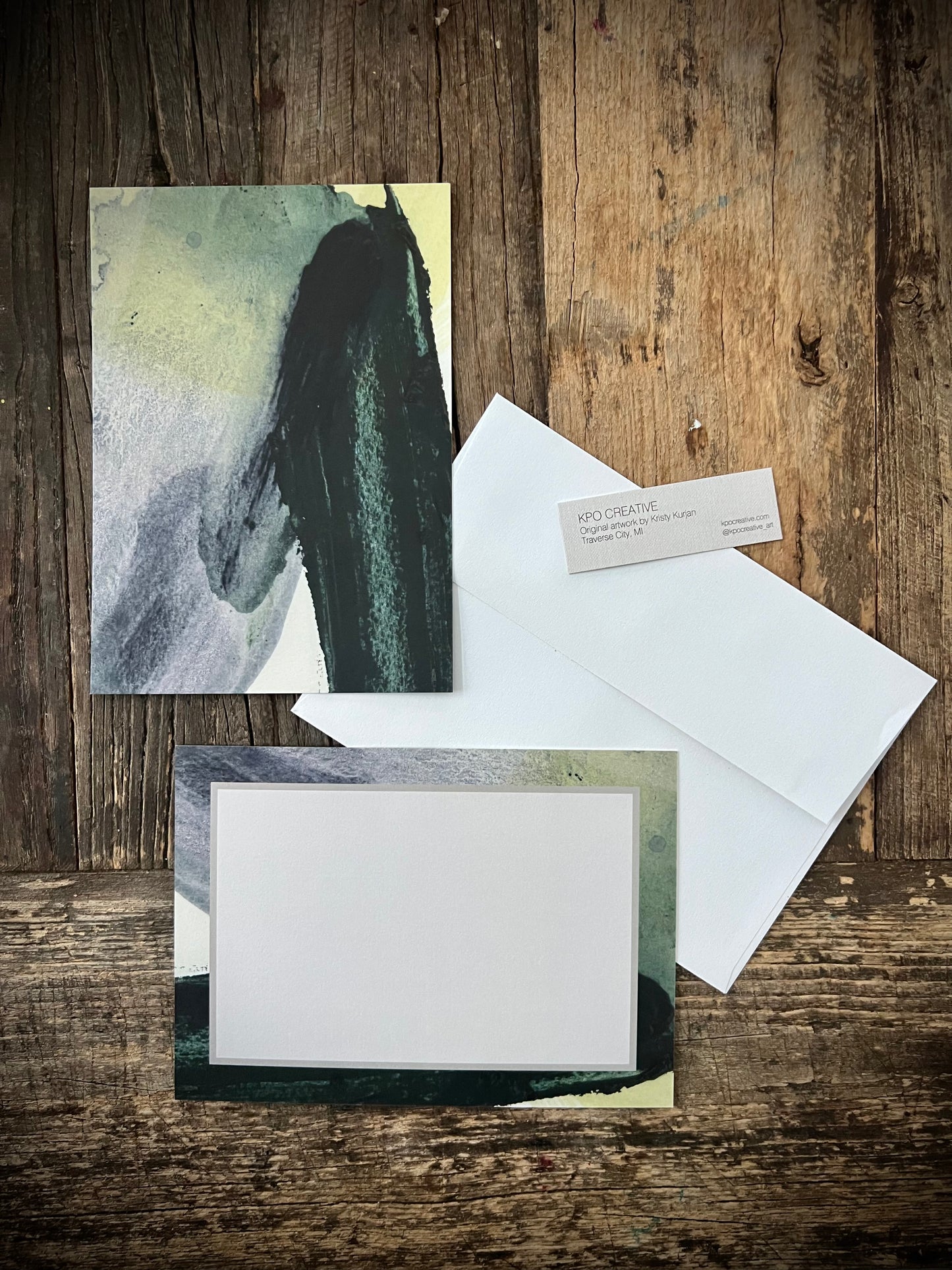 Set of 10 individually packaged art note cards 5” x 7” by Kristy Kurjan