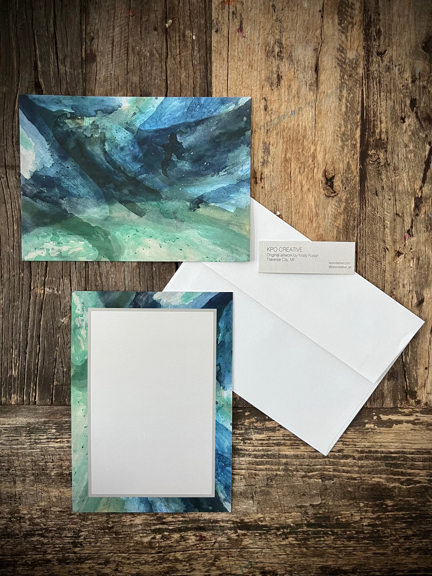 Set of 10 individually packaged art note cards 5” x 7” by Kristy Kurjan