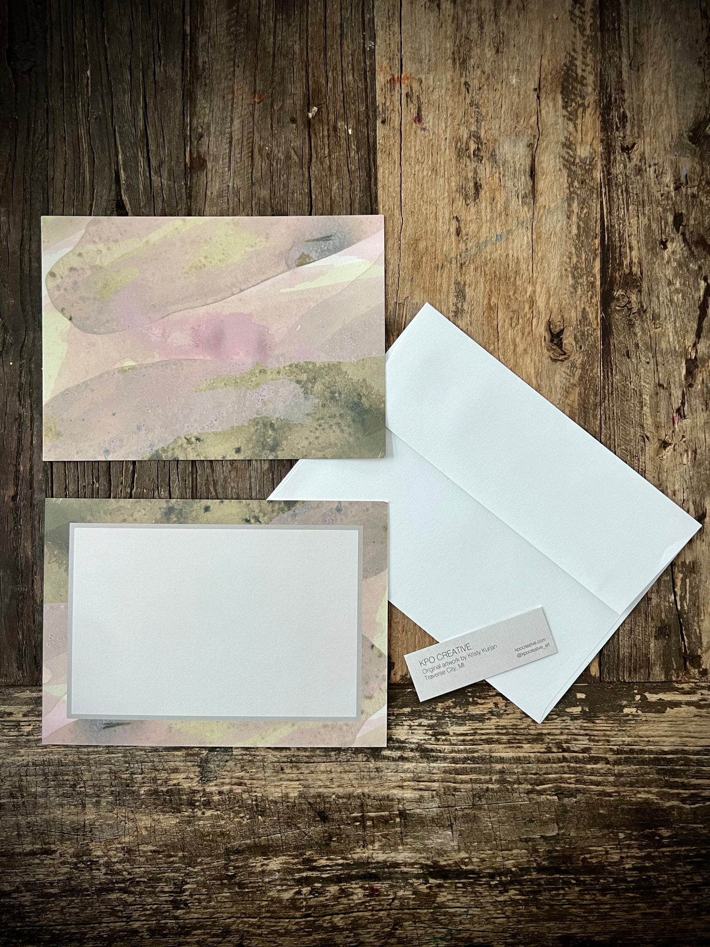 Set of 10 individually packaged art note cards 5” x 7” by Kristy Kurjan